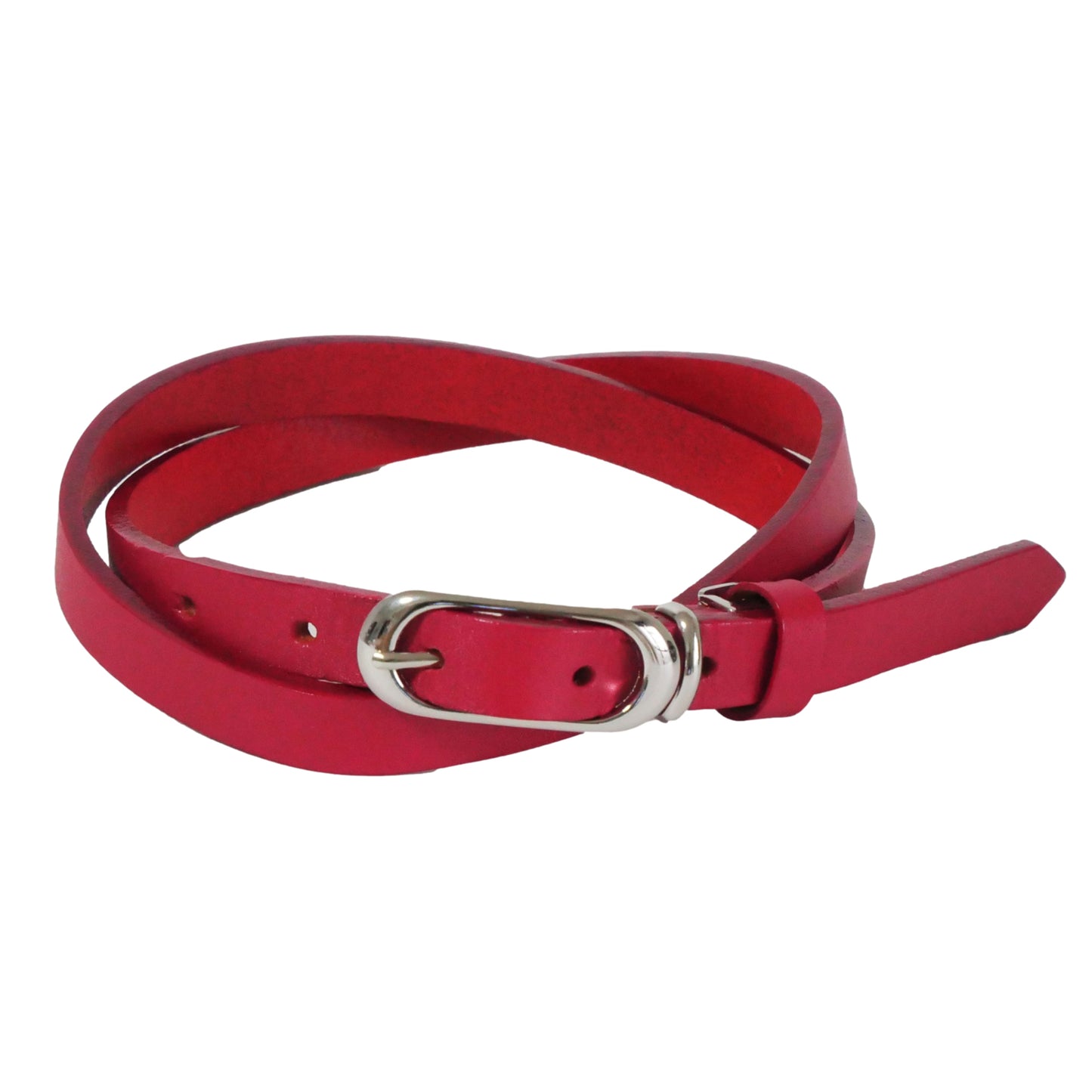 本革 ベルト レディース 15ミリ幅 シルバーバックル サイズ調整可