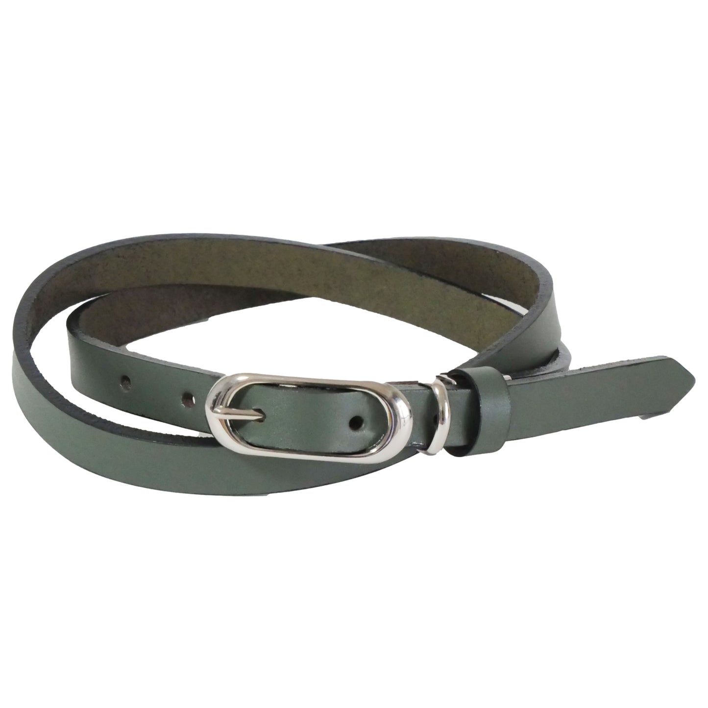 本革 ベルト レディース 15ミリ幅 シルバーバックル サイズ調整可