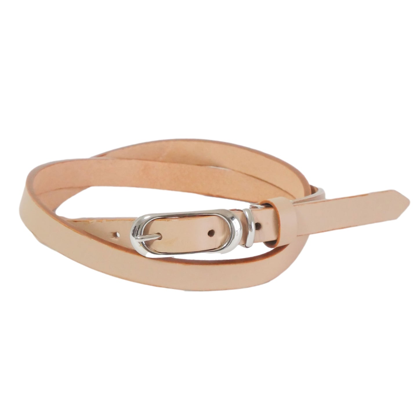 本革 ベルト レディース 15ミリ幅 シルバーバックル サイズ調整可