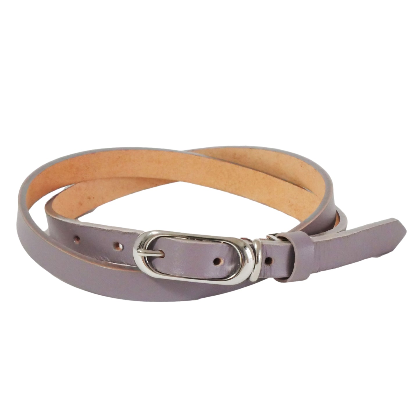 本革 ベルト レディース 15ミリ幅 シルバーバックル サイズ調整可