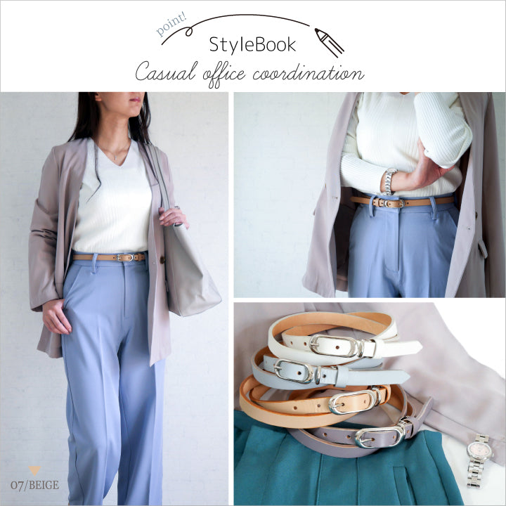 本革 ベルト レディース 15ミリ幅 シルバーバックル サイズ調整可