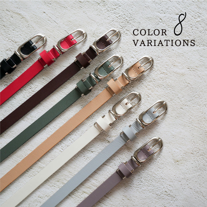 本革 ベルト レディース 15ミリ幅 シルバーバックル サイズ調整可