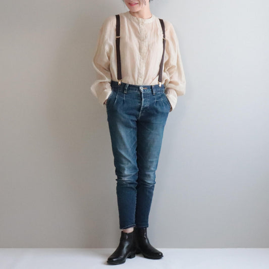 サスペンダー スムース生地  X型 幅20mm ゴールド