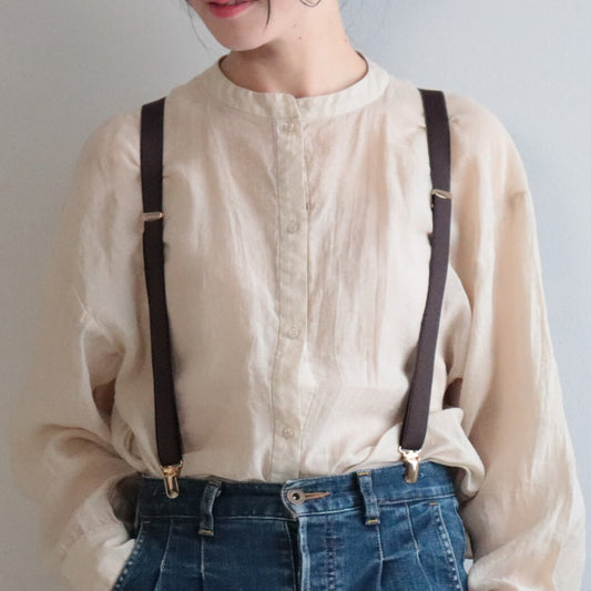 サスペンダー スムース生地  X型 幅20mm ゴールド