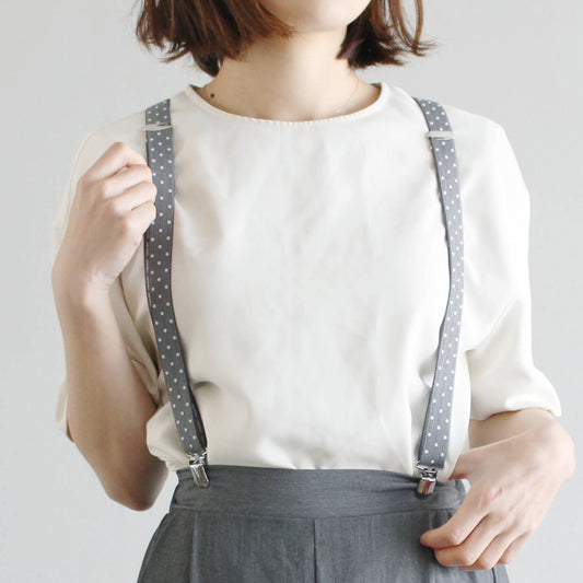 サスペンダー レディース ドット柄 X型 幅20mm